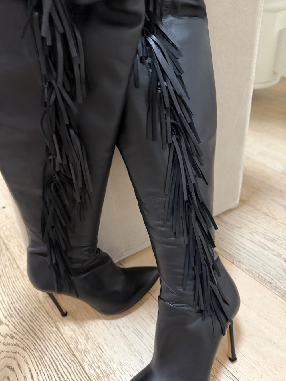 Chelsea Paris Zed Tall Fringe Boot Color: black